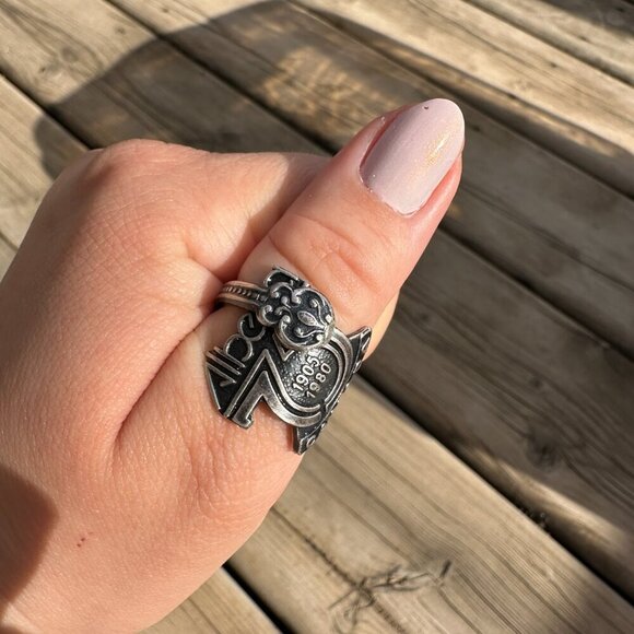 Upcycled Vintage 1980 Alberta 75th Canada Souvenir Ring 8.75 - Picture 2 of 8